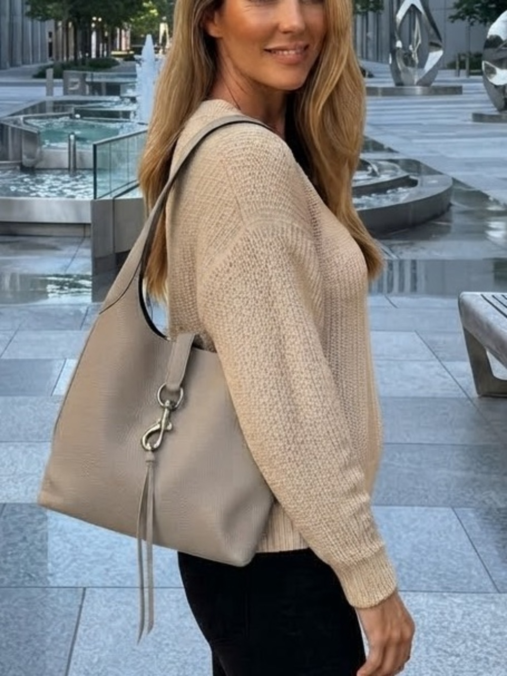 Rebecca Minkoff Megan Leather Hobo Bag in Perla NWT